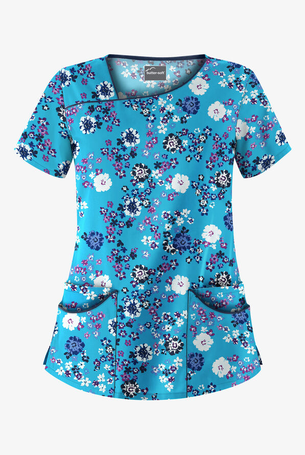 Floral Beadwork Four Clans Scrub Top