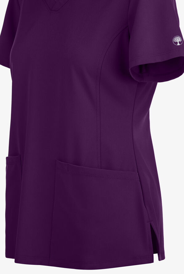 HH Works by Healing Hands Monica Women's 4-Pocket STRETCH V-Neck Scrub Top - Eggplant - 4