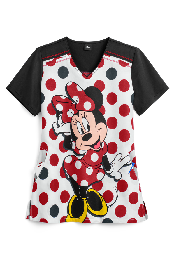 UA Exclusive Cherokee Tooniforms Disney Big Love Women's 2-Pocket V-Neck Print Scrub Top - null - 1