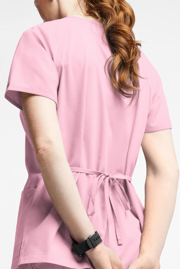 Blusa m&eacute;dica Butter-Soft Originals estilo cruzado con 3 bolsillos para mujer - Blush - 3