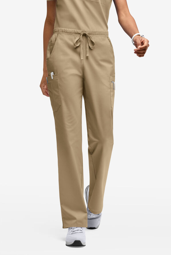 Butter-Soft STRETCH Women&rsquo;s 10-Pocket Mid Rise Straight Leg Scrub Pant - Golden Sand - 1