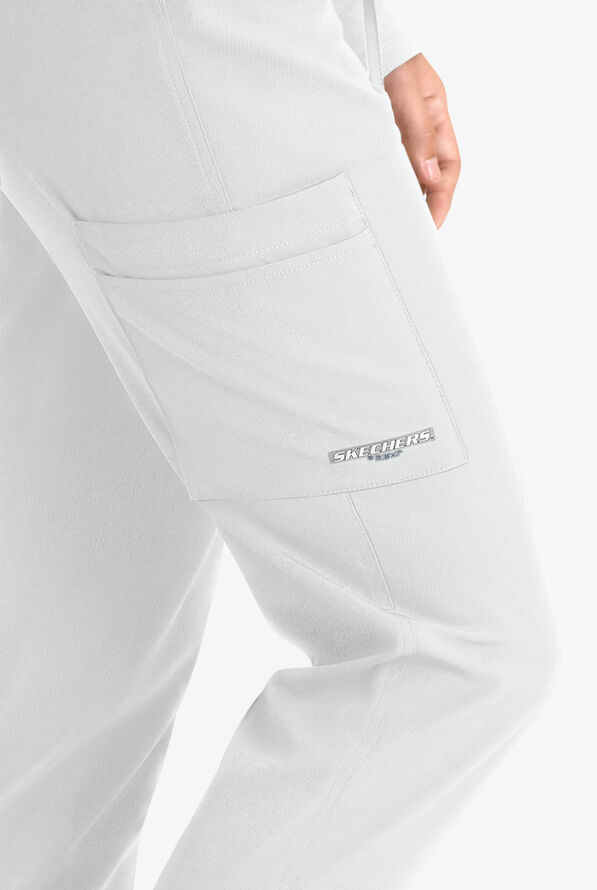 Skechers by Barco Theory Women's 4-Pocket STRETCH Cargo Jogger Scrub Pants - White - 2