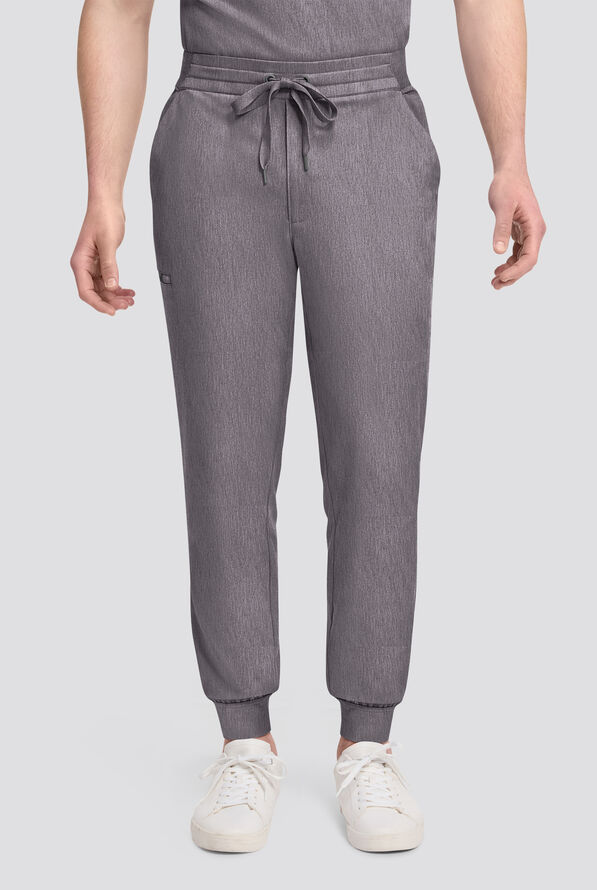 Healing Hands Quest Arlo Men's 5-Pocket STRETCH Drawstring Jogger Scrub Pants - Heather Ash - 1