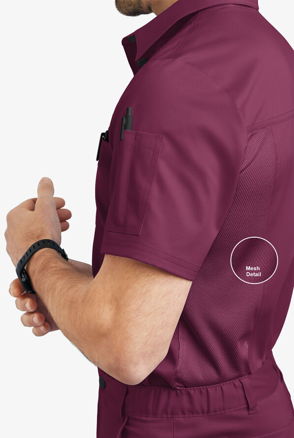 Advantage STRETCH Men's 3-Pocket Short Sleeve Polo with Back Air-Mesh Panels - Wine - 2