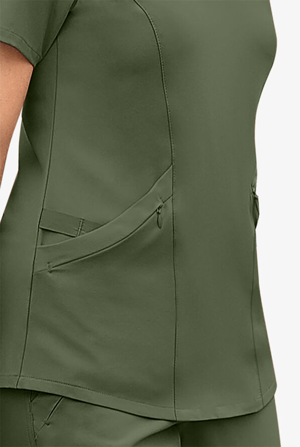 Wink Renew Women's 4-Pocket STRETCH V-Neck Scrub Top - Olive - 3