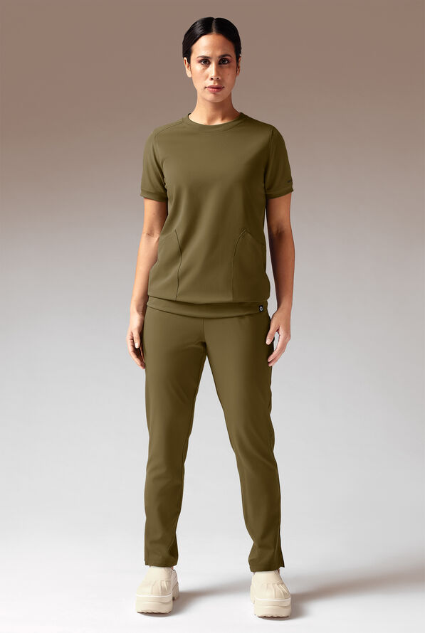 Hypothesis Kentica Crew Women’s 4-Pocket Scrub Top - Dark Moss - 2