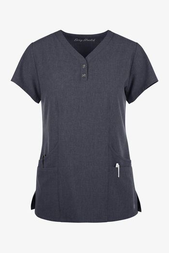 Blusa m&eacute;dica Easy STRETCH Demi estilo Henley con 4 bolsillos para mujer