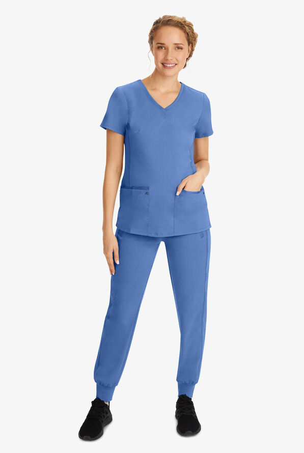 Healing Hands Purple Label Juliet Women's 2-Pocket STRETCH Princess Seam Scrub Top - Ceil Blue - 6