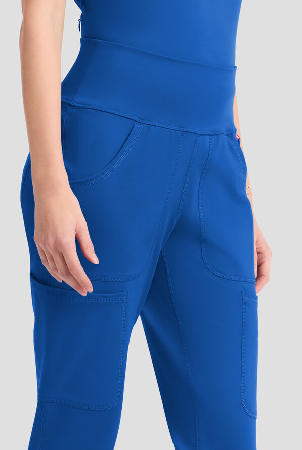 Med Couture Amp Knit Women's 5-Pocket STRETCH High-Rise Cargo Jogger Scrub Pant - Petite - Royal - 2