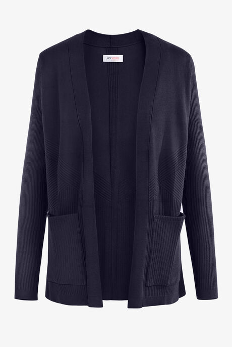 koi Essentials Kori Women's 2-Pocket Open Front Rib Knit V-Neck Scrub Cardigan