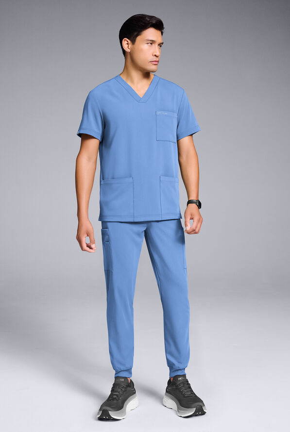 Conjunto de uniforme médico Hypothesis S-R Shift Ready estilo jogger con cuello en V para hombre - Ceil Blue - 2