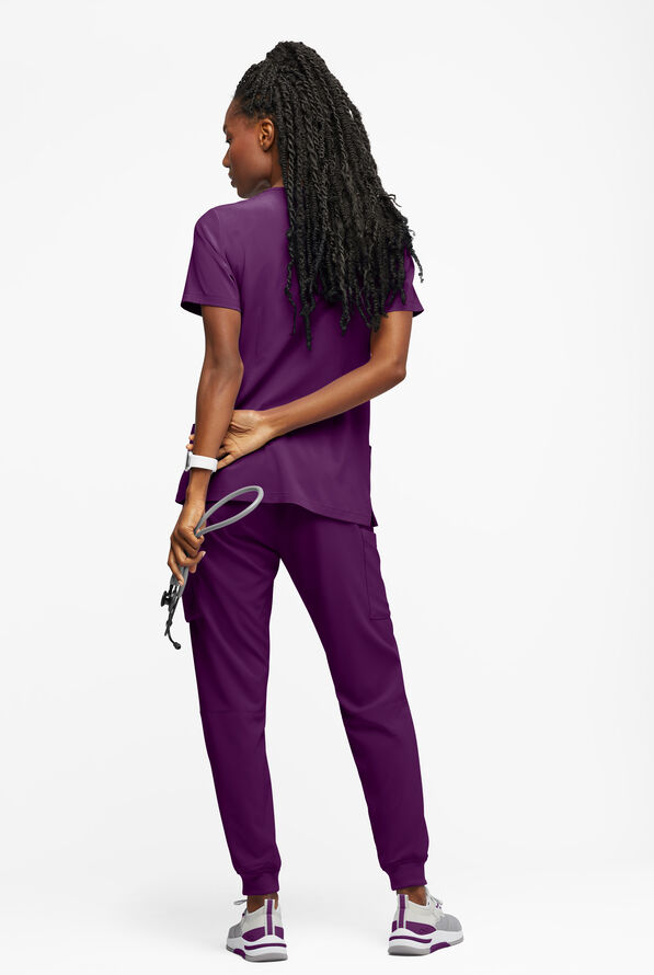 Easy STRETCH Tessa Women's 5-Pocket V-Neck Scrub Top - Eggplant - 3