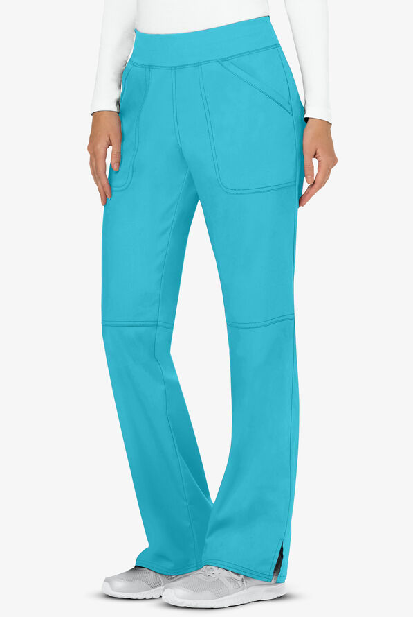 Cherokee Workwear Revolution Women's 4-Pocket STRETCH Pull-On Cargo Scrub Pants - Tall - Turquoise - 1
