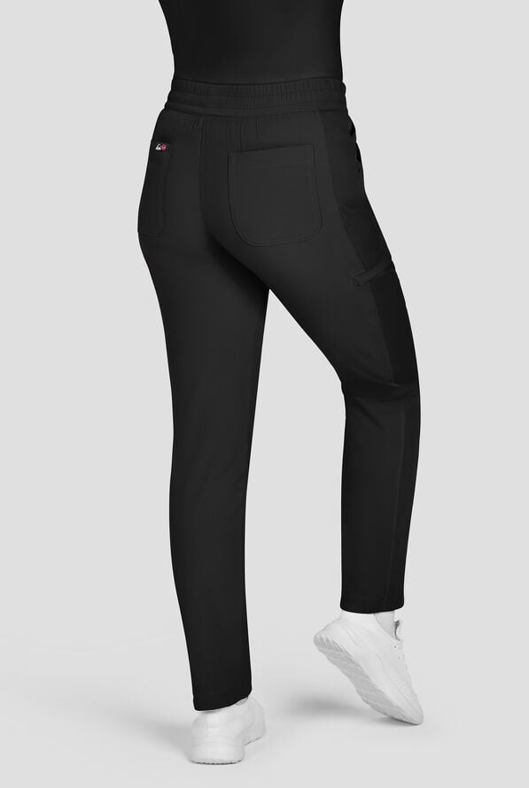 koi Lite™ Chessa Women's 6-Pocket Straight Leg Drawstring Scrub Pants - Black - 4