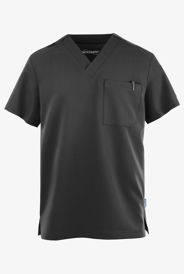 MOVEMENT by Butter-Soft Mars Men's 3-Pocket V-Neck Scrub Top - Pewter - 1