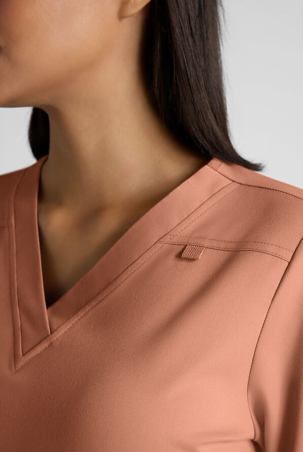 Butter-Soft STRETCH Women's 4-Pocket V-Neck Scrub Top - Terracotta - 4