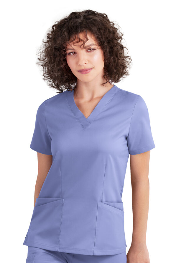 Strictly Scrubs Women's 4- Pocket V-Neck Scrub Top - Ceil Blue - 2