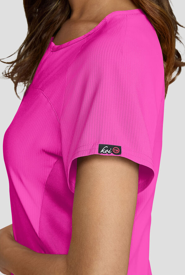 koi Lite&trade; Lilias Women's 2-Pocket Sweetheart Notch Neck Scrub Top - Hibiscus - 3