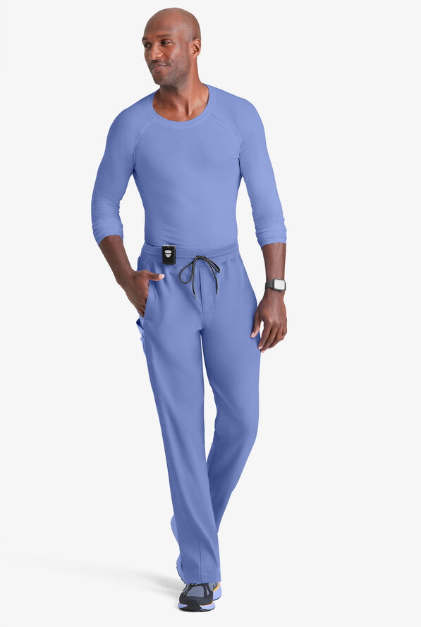 Grey's Anatomy by Barco Spandex STRETCH Hudson Men's 6-Pocket Slim Straight Cargo Scrub Pants - Ceil Blue - 4