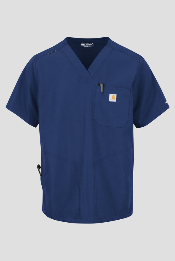 Camisa m&eacute;dica Carhartt FLD & RSCU Rugged Flex STRETCH con cuello en V y 4 bolsillos para hombre - Navy - 1