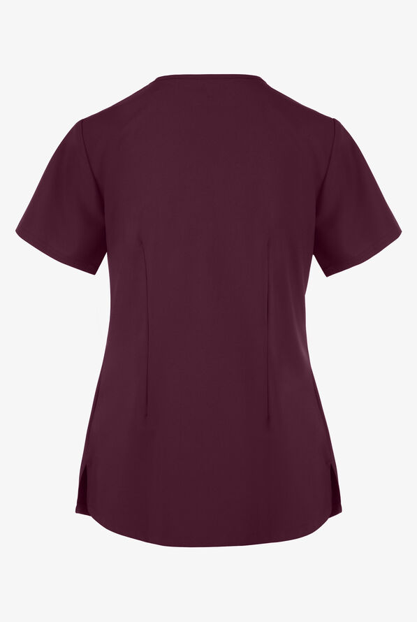 Blusa m&eacute;dica Easy STRETCH Leila con ojales con lazos y 3 bolsillos para mujer - Dark Mulberry - 4