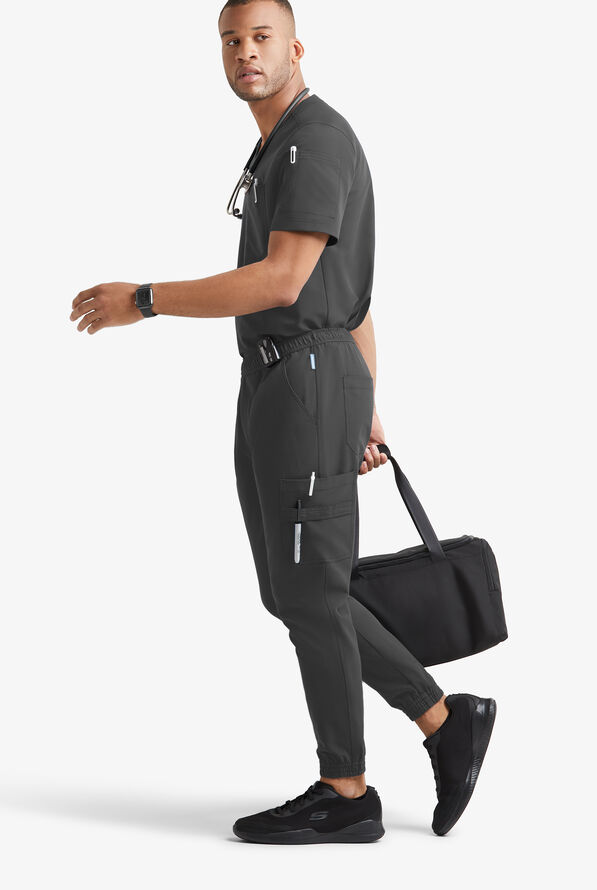 MOVEMENT by Butter-Soft Altair Men's 2-Pocket V-Neck STRETCH Scrub Top - Pewter - 5