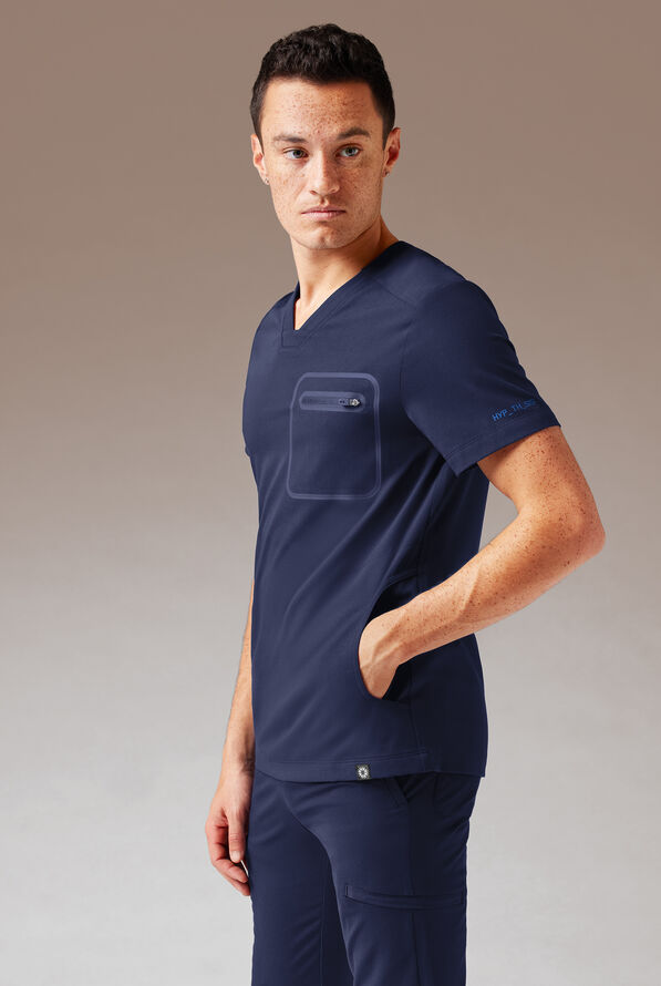 Hypothesis System 3 Men's 3-Pocket V-Neck Scrub Top - Navy - 1