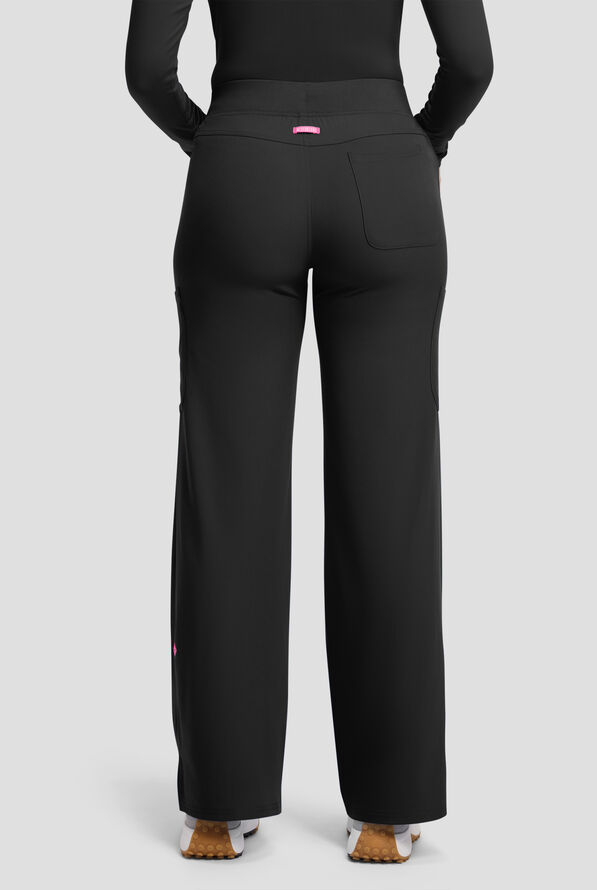 Med Couture Amp Women's 5-Pocket STRETCH High-Rise Wide Leg Cargo Scrub Pant - Petite - Black - 4