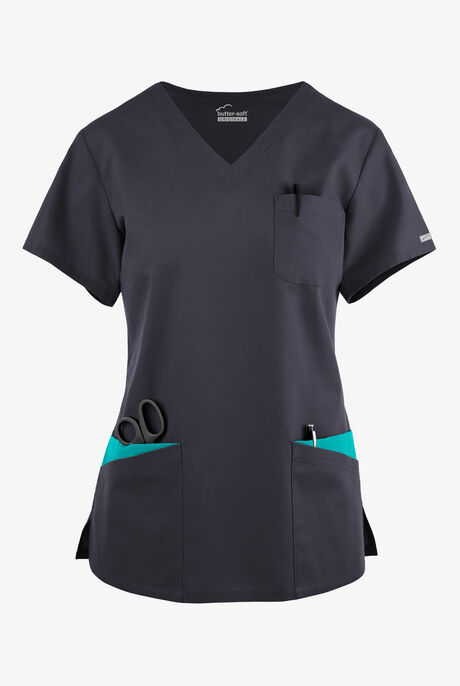 Butter-Soft Originals Women's 7-Pocket Curved V-Neck Scrub Top