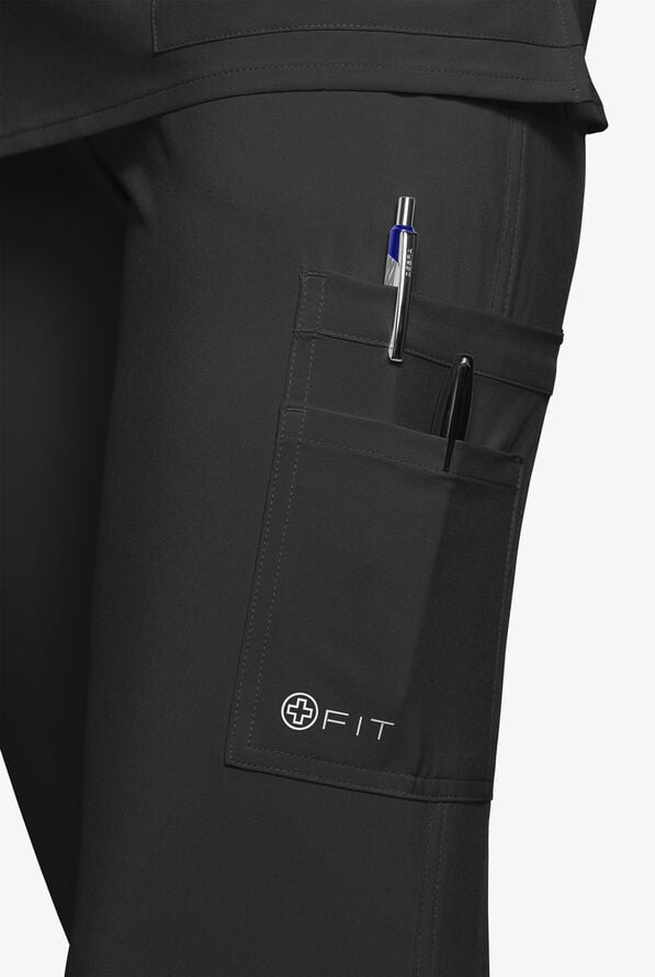 Pantalón médico White Cross FIT STRETCH Petite estilo jogger fruncido con 4 bolsillos para mujer - Black - 2
