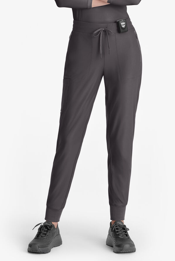 Skechers by Barco Slip-ins Pace Women's 5-Pocket STRETCH Cargo Jogger Scrub Pants - Pewter - 1