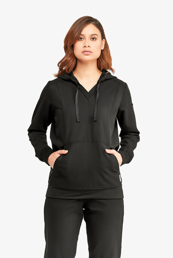 Sudadera médica Keswi con mangas largas y capucha para mujer - Black - 1