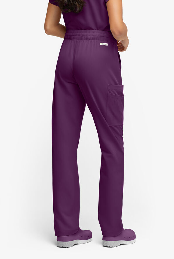 ReSurge Topaz Women's 11-Pocket Drawstring Scrub Pants - Petite - Eggplant - 5