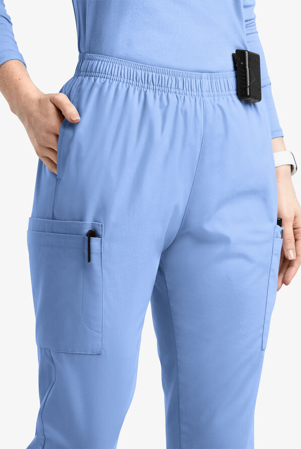 Butter-Soft Originals Women's 7-Pocket Tapered Jogger Cargo Scrub Pants - Ceil Blue - 2
