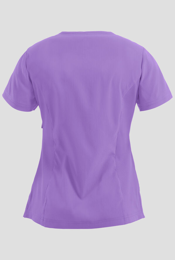 koi Lite&trade; Philosophy Women's 3-Pocket Mock Wrap Side Zipper Scrub Top - French Lavender - 4