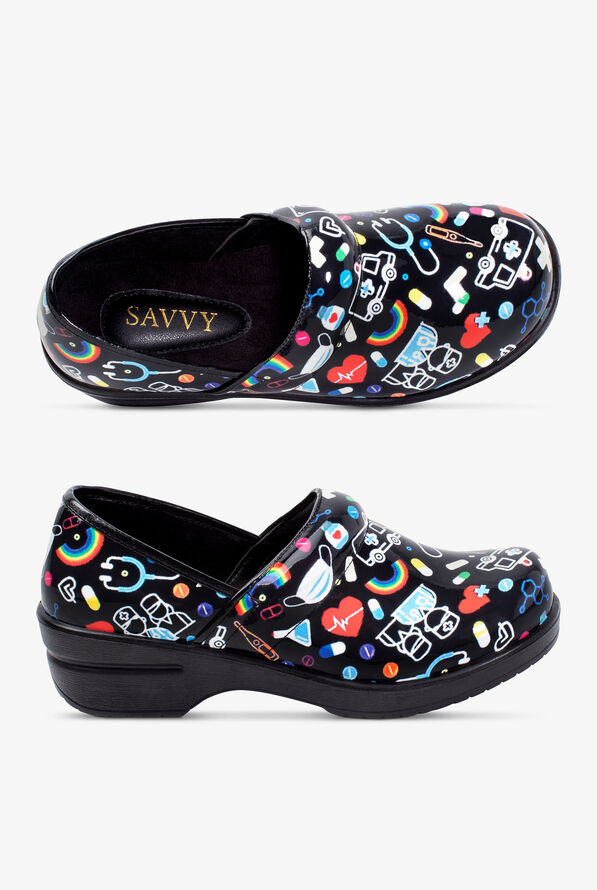 Savvy Women's Brandy Nurse Print Nursing Clogs - null - 1