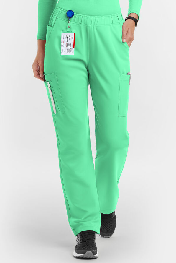MOVEMENT by Butter-Soft Rigel Women's 9-Pocket Interior Drawstring STRETCH Scrub Pants - Petite - Neo Mint - 1