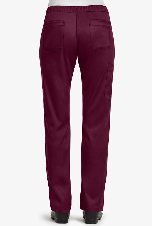Maevn Matrix Women's 5-Pocket STRETCH Elastic Waist Drawstring Cargo Scrub Pants - Wine - 2