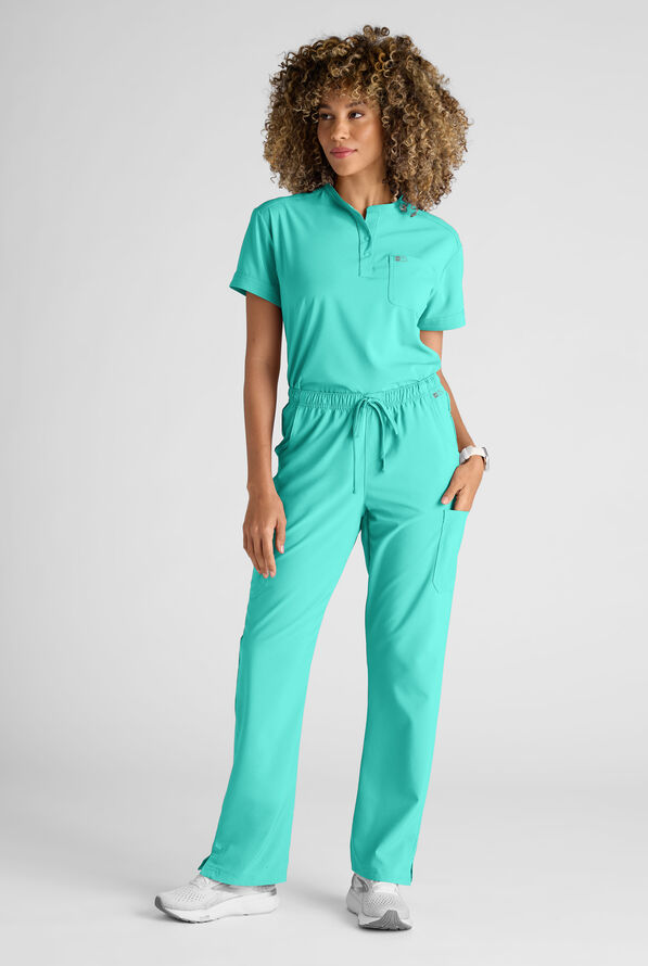 Pantal&oacute;n m&eacute;dico Easy STRETCH Eden con cord&oacute;n y 4 bolsillos para mujer - Aqua Dust - 8