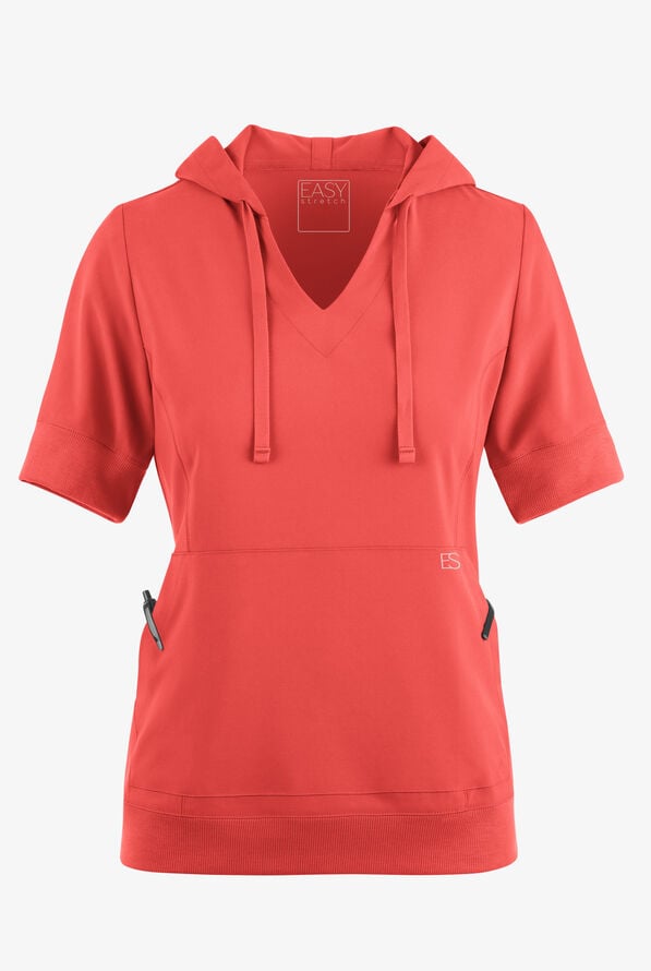 Sudadera m&eacute;dica manga corta Easy STRETCH True con capucha y 3 bolsillos para mujer - Spiced Coral - 2