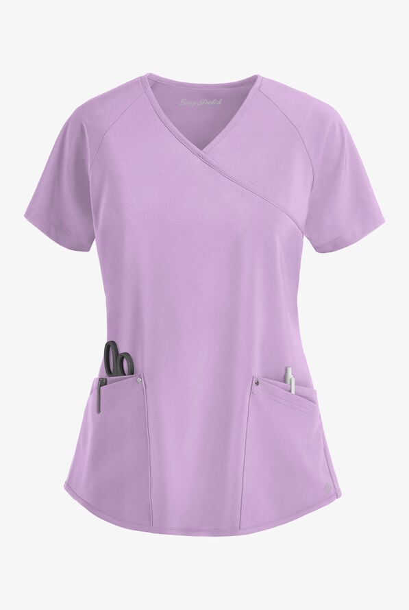 Easy STRETCH Cara Women's 4-Pocket Raglan Scrub Top - Amethyst Mist - 1