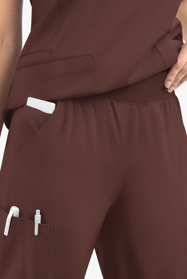Easy STRETCH Mila Women's 7-Pocket Jogger Scrub Pants - Tall - Nutshell - 4