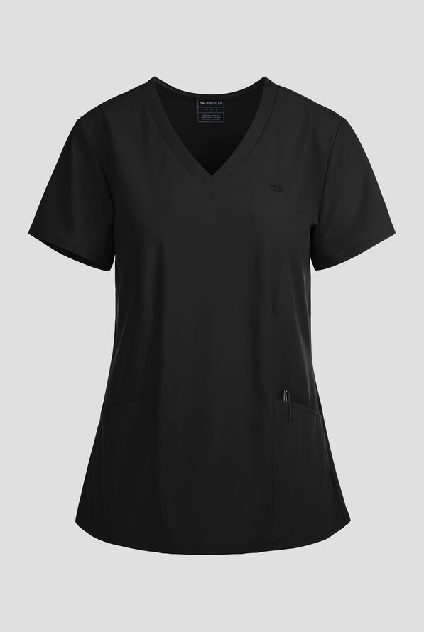 Blusa m&eacute;dica Infinity PURSUIT STRETCH con cuello en V y 2 bolsillos para mujer - Black - 1
