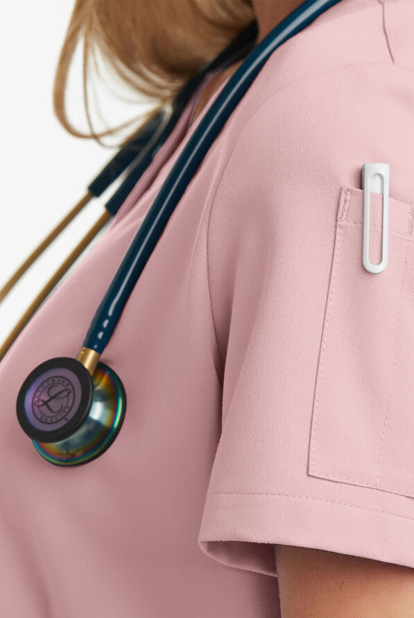 Blusa m&eacute;dica MOVEMENT by Butter-Soft Antares STRETCH con cuello en V y 6 bolsillos para mujer - Mauve Shadow - 7