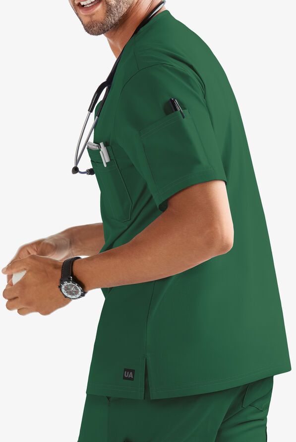 Butter-Soft STRETCH Men's 4-Pocket V-Neck Scrub Top - Hunter - 2