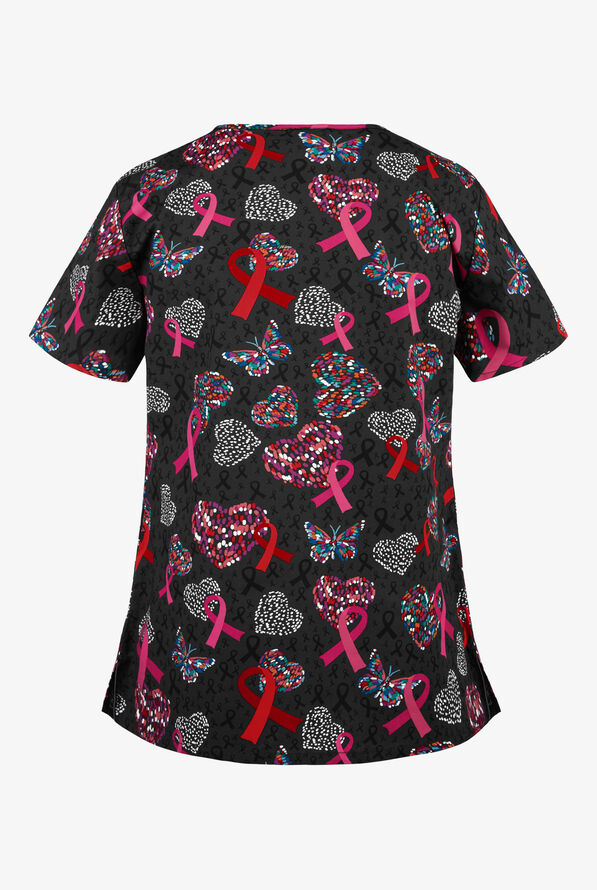 Dickies EDS Speck-tacular Love Women's 2-Pocket V-Neck Print Scrub Top - null - 2