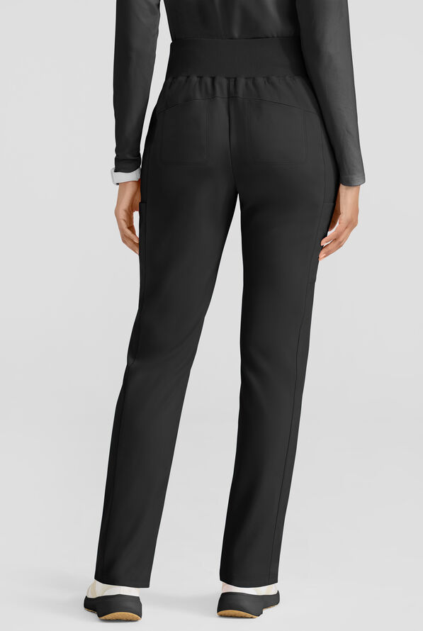 Grey's Anatomy by Barco Spandex STRETCH Renee Women's 6-Pocket High Waisted Straight Leg Scrub Pants - Black - 3