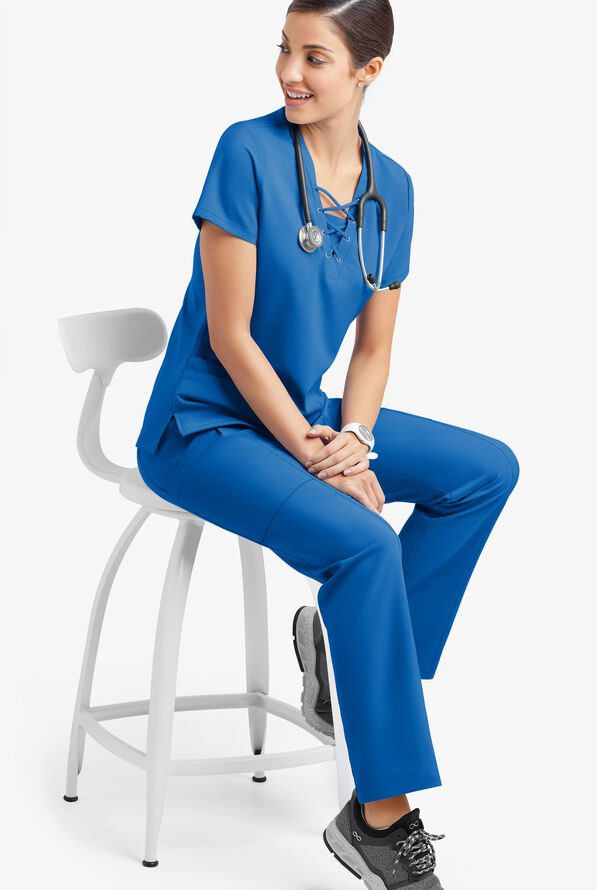 Easy STRETCH Nala Women's 5-Pocket Straight Leg Scrub Pants - Royal - 4