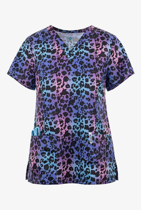 UA Exclusive Maevn Leopard Spots Women's 3Pocket VNeck Print Scrub