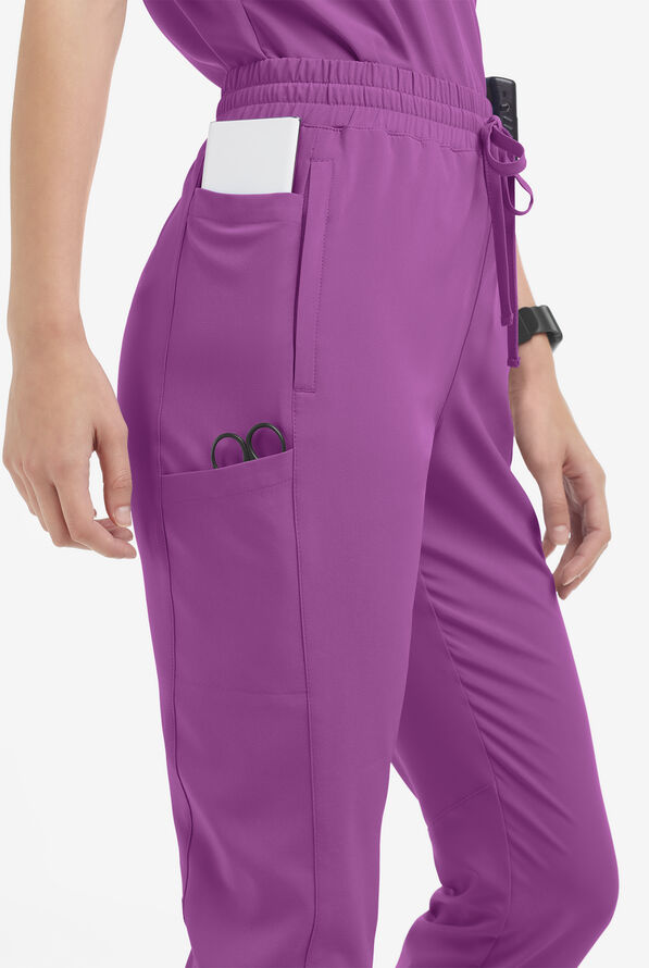 Pantal&oacute;n m&eacute;dico Easy STRETCH Kourtney estilo jogger con piernas delgadas modernas y 5 bolsillos para mujer - Petite - Purple Swirl - 3